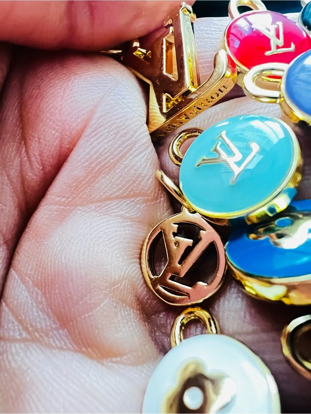 Set of 11 mix Unbranded gold -Tone Enamel Charm Set in Red, Blue, Pink ,Pastels